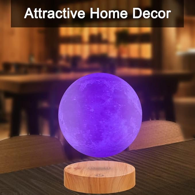 VGAzer Levitating Moon Lamp,Floating Moon lamp,Floating and Spinning in Air Freely with 3D Printing Moon Lamp Has 16 Colors 20 Modes for Unique Christmas Gifts,Room Decor,Office Toys - LeafyLoom