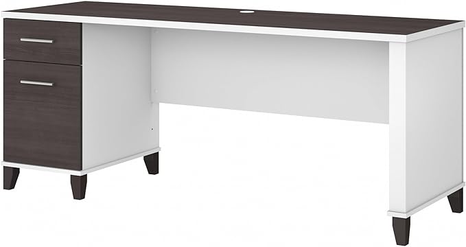 Bush Furniture Somerset Computer Drawers | Office Home Workspace | Large Desk, 72W, Storm Gray/White - LeafyLoom