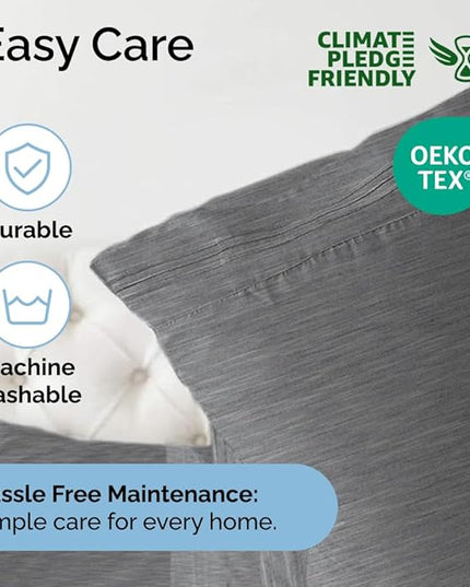 King Size 4 Piece Sheet Set - Comfy Breathable & Cooling Sheets - Hotel Luxury Bed Sheets for Women & Men - Deep Pockets, Easy-Fit, Soft & Wrinkle Free Sheets - Heathered Grey Oeko-Tex Bed Sheet Set - LeafyLoom