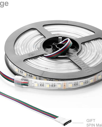 BTF-LIGHTING 5050 RGBW RGB+Cool White(6000K-7000K) 4 Colors in 1 LED Tape Light DC12V 5m 16.4ft 60LED/m Multi-Colored IP67 White 14mm PCB for Bedroom Kitchen Home Decoration(No Adapter or Controller) BTF-LIGHTING
