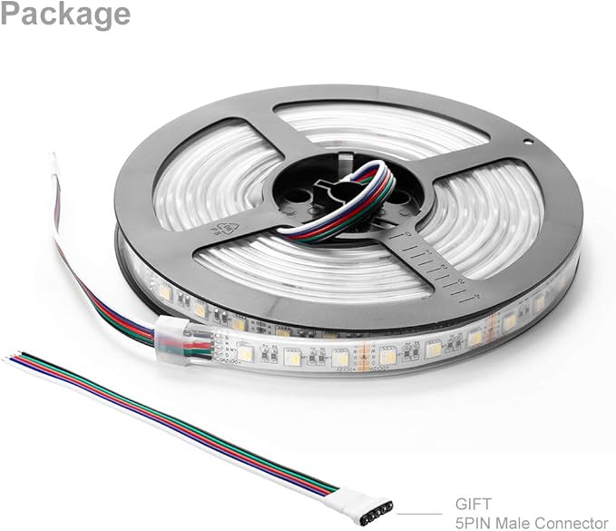 BTF-LIGHTING 5050 RGBW RGB+Cool White(6000K-7000K) 4 Colors in 1 LED Tape Light DC12V 5m 16.4ft 60LED/m Multi-Colored IP67 White 14mm PCB for Bedroom Kitchen Home Decoration(No Adapter or Controller) BTF-LIGHTING
