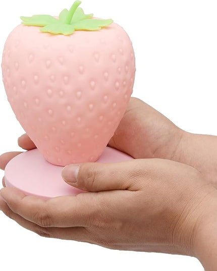 Strawberry Night Light, Cute Silicone Strawberry Lamp, LED Cute Night Light, Bedside Color Changing Lamp, 3 Modes Touch for Birthday, Christmas - LeafyLoom