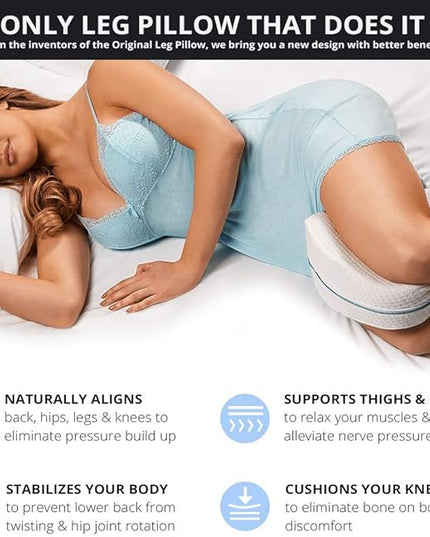 Contour Legacy Leg & Knee Foam Support Pillow - Soothing Relief for Sciatica, Back, Hips, Knees, Joints - As Seen on TV - LeafyLoom
