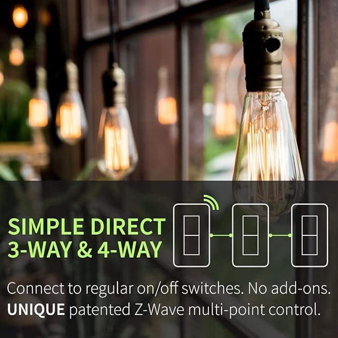 Zooz 800 Series Z-Wave Long Range S2 Dimmer Switch ZEN77 800LR, White | Simple Direct 3-Way and 4-Way Solution (Works with Regular Switches, No Aux Switch Needed) | Z-Wave Hub Required ZOOZ