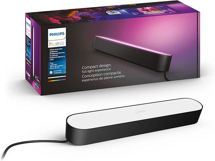 Philips Hue Smart Play Light Bar Extension, Black - White & Color Ambiance LED Color-Changing Light - 1 Pack - Requires Hue Bridge and Hue Play Light Bar Base Kit - Control with App or Voice Assistant PhilipsHue