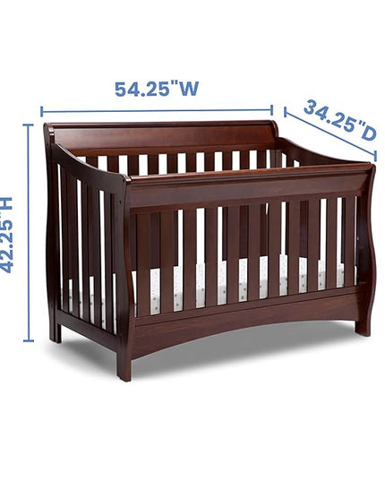Delta Children Bentley S Series 4-in-1 Crib, Chocolate + Serta Perfect Slumber Dual Sided Recycled Fiber Core Crib and Toddler Mattress (Bundle) - LeafyLoom