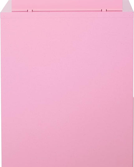 OSP Home Furnishings 3 Drawer Locking Metal File Cabinet with Top Shelf, Pink - LeafyLoom