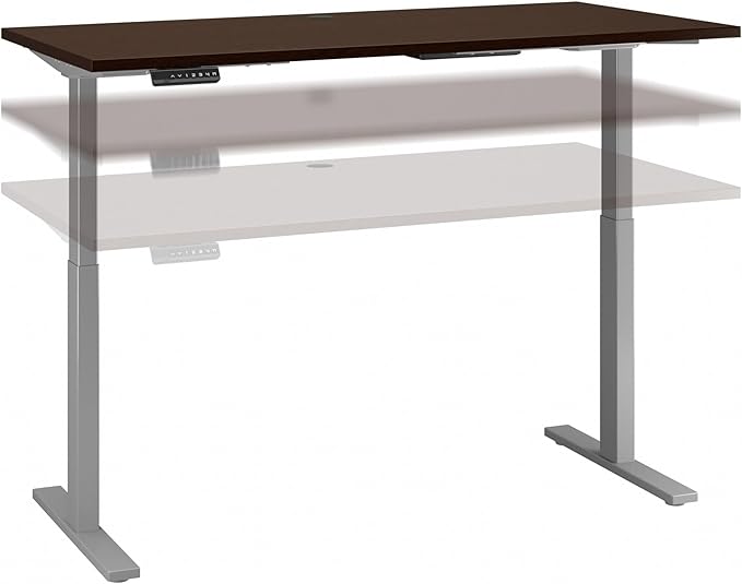 Bush Business Furniture Move 60 Series Electric Ergonomic Sit-Stand Computer Table for Home and Professional Office, 60W x 30D, Mocha Cherry - LeafyLoom