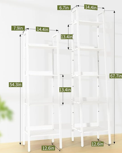 Yoobure Ladder Shelf, 4 Tier Tall Ladder Bookshelf Corner Shelf, Industrial Book Shelf Ladder Bookcase Narrow, Standing Storage Shelves Display Shelf for Bedroom Living Room Office Kitchen Bathroom - LeafyLoom