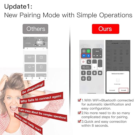 MOES 2.4GHz WiFi RF Smart Curtain Light Touch Switch Glass Panel Backlight ON/Off Wireless Remote Control with Tuya Smart Life App, Voice Control with Google Home Alexa, White MOES
