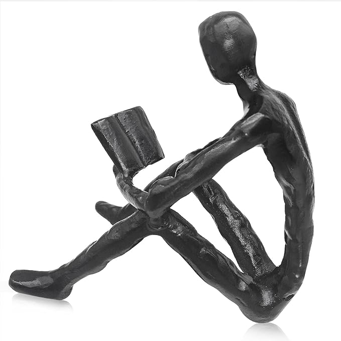 Jalunth Bookshelf Bookcase Aesthetic Decoration Art Sculptures Home Decor Book Shelf Case Modern Accents Figurine Reading Metal Decorative Ideas Objects Accessories Library Office Steel Statue Gifts - LeafyLoom