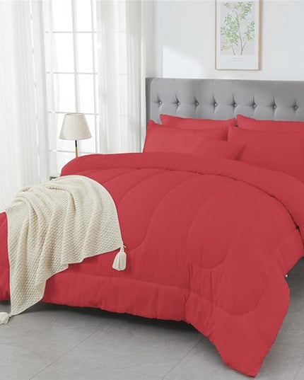 3 Piece Solid Color All Season Bedding Comforter Set Microfiber Soft Lightweight Bedding Set for Kids Teens Adults Room Decor with 1 Comforter and 2 Pillowcases King - LeafyLoom