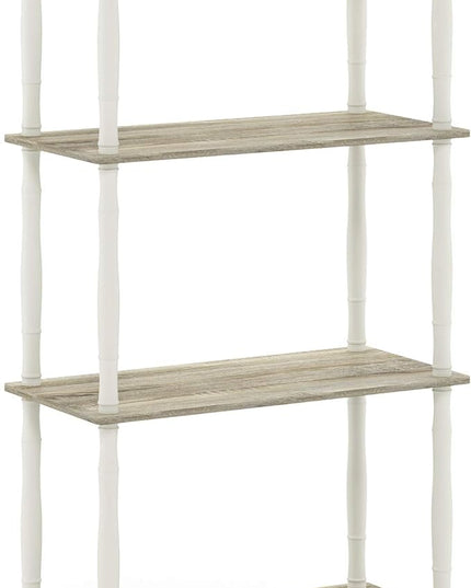 Furinno Turn-N-Tube 4-Tier Multipurpose Shelf Display Rack, Classic Tubes, Sonoma Oak/White - LeafyLoom