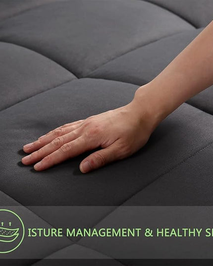 AMGUI Grey 1-Queen Comforter Set with 2 Pillow Shams, Down Alternative, Diamond Quilting, Machine Washable - LeafyLoom