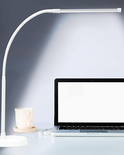 LED Desk Lamp, Swing Arm Architect Task Lamp with Long Flexible Gooseneck, Heavy Base, 3 Color Modes, 10 Brightness Levels, and USB Adapter, Desk Light for Home/Office/Drafting/Reading - LeafyLoom
