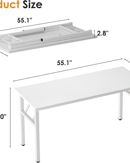 Need 55 inches Computer Desk Office Desk Folding Table with BIFMA Certification Computer Table Workstation,White AC5DW-140 - LeafyLoom