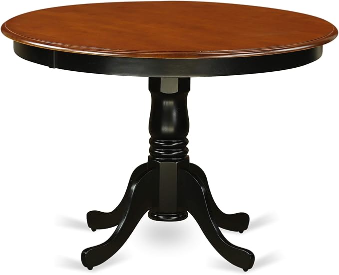 East West Furniture Hartland 5 Piece Modern Set Includes a Round Wooden Table with Pedestal and 4 Dining Chairs, 42x42 Inch, Black & Cherry - LeafyLoom