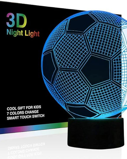 Wiscky Soccer Night Lights for Kids 3D Illusion Football Lights Lamp 7 LED Colors Changing Touch Table Desk Lamps Decorative Lighting Cool Toys Gifts Birthday Holiday Xmas Gifts Sports Theme Fans - LeafyLoom