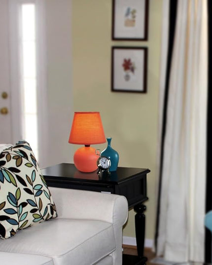 Simple Designs LT2008-ORG Mini Ceramic Globe Table Lamp, Orange (Pack of 18) - LeafyLoom