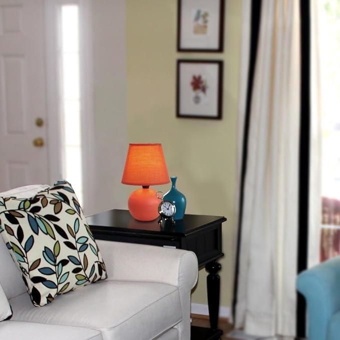 Simple Designs LT2008-ORG Mini Ceramic Globe Table Lamp, Orange (Pack of 18) - LeafyLoom