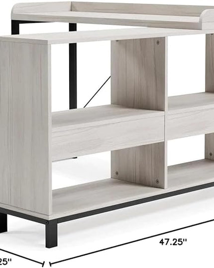 Signature Design by Ashley Bayflynn Modern L-Desk, White & Black - LeafyLoom