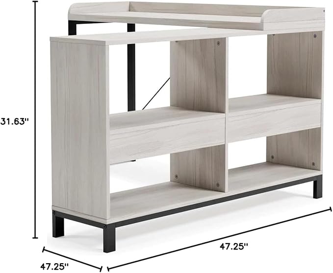 Signature Design by Ashley Bayflynn Modern L-Desk, White & Black - LeafyLoom