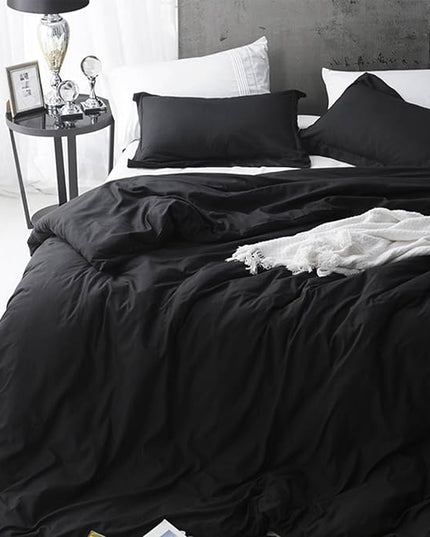 ETDIFFE Black Comforter Set Queen Size, 3 Piece Aesthetic Modern Gothic Bedding Set - Soft & Lightweight All Season Microfiber Down Alternative Bed Comforter with 2 Pillow Shams for Women Men - LeafyLoom