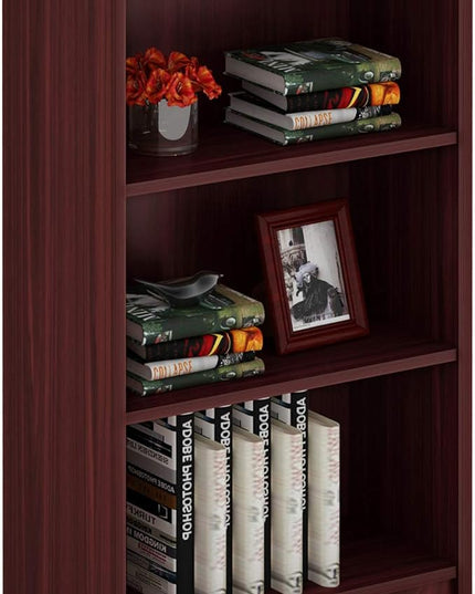 3 Shelf Wood Bookcase Freestanding Display Shelf Adjustable Layers Bookshelf for Home Office Library Small Narrow Space(Mahogany, 3-Layers,24.4W x 11.6D x 44.1H inch) - LeafyLoom