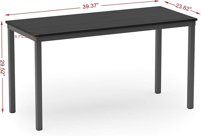 Teraves Computer Desk/Dining Table Office Desk Sturdy Writing Workstation for Home Office(39.37“, Black) - LeafyLoom