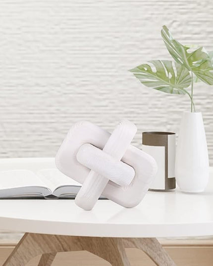 White Wooden Knot Bohemian Decoration Hand-Carved Knot Autumn Winter White Home Decor Suitable for Coffee Table Bedroom Living Room Minimalist Decoration（White） - LeafyLoom