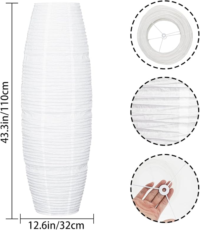 Rice Paper Floor Lamp Shade, Foldable and Minimalist style Paper Lamps Classic Modern Paper Floor Light Bulb Cage Guard for Living Room Bedroom Décor - LeafyLoom