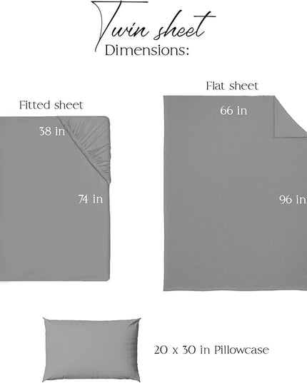 Northwest Ashford Home Essentials Bedding, 3 Piece Twin Size Sheet Set, Glacier Gray - LeafyLoom