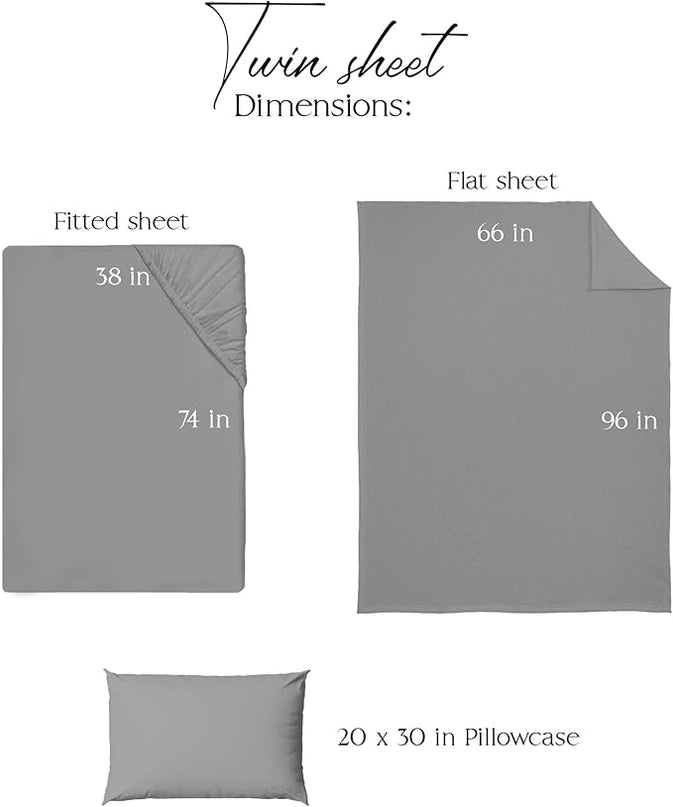 Northwest Ashford Home Essentials Bedding, 3 Piece Twin Size Sheet Set, Glacier Gray - LeafyLoom