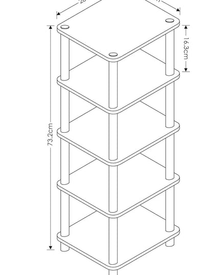 FURINNO Turn-N-Tube LACi 4-Bins System Rack, French Oak Grey/Black - LeafyLoom