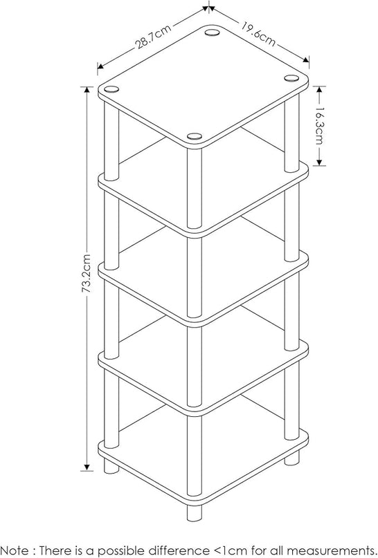 FURINNO Turn-N-Tube LACi 4-Bins System Rack, French Oak Grey/Black - LeafyLoom