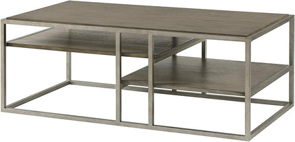 NicBex Coffee Table Wooden Coffee Table with Storage Rectangle Center Tables with Open Shelves and Metal Frame Dining Table for Living Room, Dining Room, Office, and Bedroom,50" W, Brown - LeafyLoom