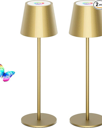 Aipsun Cordless Table Lamp 2 Pack Modern LED Rechargeable Battery Operated Table Lamp Waterproof Stepless Dimming Touch Lamp for Home/Outdoor - LeafyLoom