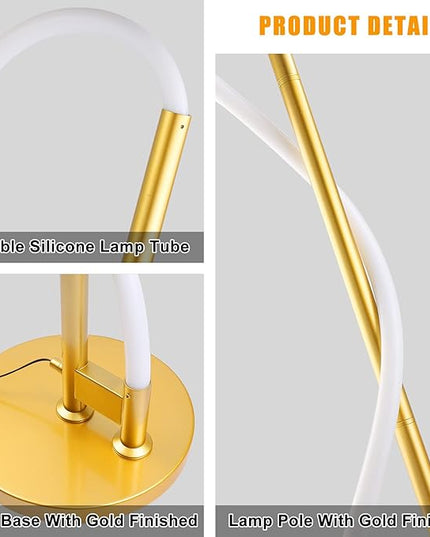 Modern LED Gold Floor Lamp, Flexible DIY Modeling Tall Standing Lamp, 35W/2700lm Ultra Bright White Light Corner Floor lamp for Bedroom, Living Room, Office - LeafyLoom
