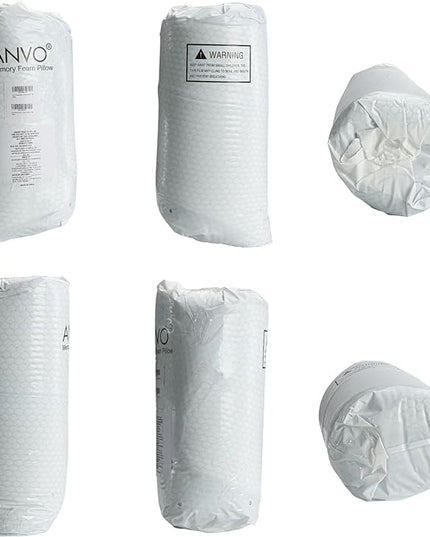 Anvo Cervical Neck Pillow for Neck and Shoulder Pain - Memory Foam Neck Pillows for Pain Relief Sleeping, Side Sleeper Pillow, Contour Orthopedic Firm Pillow for Back Stomach Sleeper - Blue - LeafyLoom