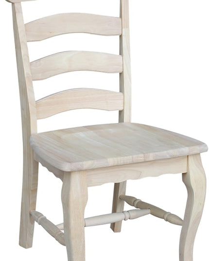 International Concepts Country french Chair with Solid Seat, Unfinished - LeafyLoom