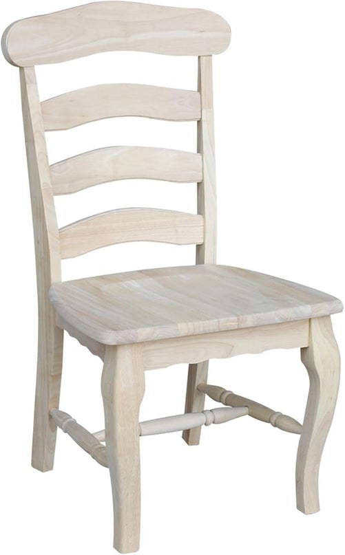 International Concepts Country french Chair with Solid Seat, Unfinished - LeafyLoom