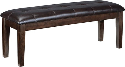 Signature Design by Ashley Hammis Rake Back Dining Room Chair, Set of 2, Dark Brown Haddigan Traditional Upholstered Dining Room Bench, Dark Brown - LeafyLoom