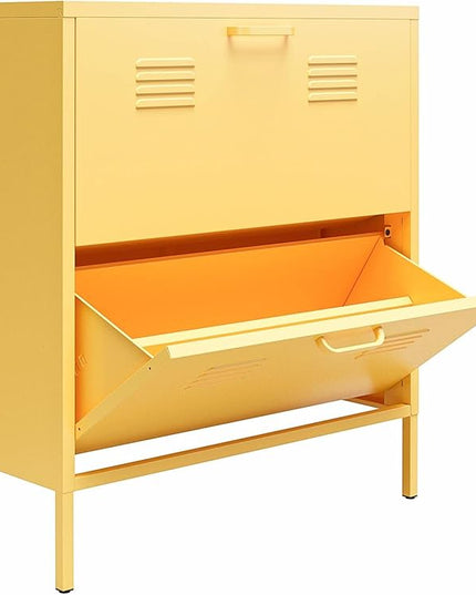 Novogratz Cache 2 Door Shoe Storage, Yellow - LeafyLoom