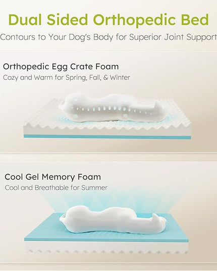 Jumbo Extra-Large Dog Bed, Orthopedic Gel Memory Foam, Waterproof with Removable Cover, 45" Dutch Velvet Sofa - Light Gray LeafyLoom