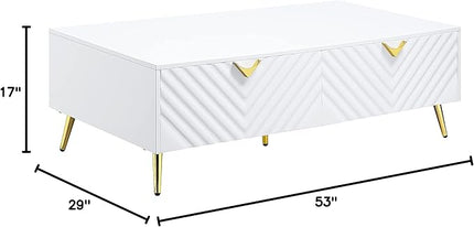 NicBex Coffee Table Wooden Coffee Table with Storage Rectangle Center Tables with Drawers Dining Table for Living Room, Dining Room, Office, and Bedroom,53" W, White - LeafyLoom