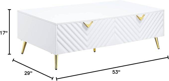 NicBex Coffee Table Wooden Coffee Table with Storage Rectangle Center Tables with Drawers Dining Table for Living Room, Dining Room, Office, and Bedroom,53" W, White - LeafyLoom
