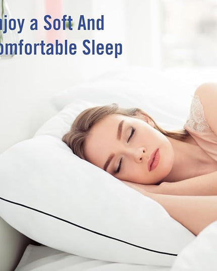 Hotel Collection Bed Pillows for Sleeping 4 Pack King Size Cooling Pillows Set of 4 for Back, Stomach or Side Sleepers, Super Soft Down Alternative Microfiber Filled Pillows - LeafyLoom