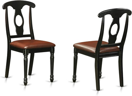 East West Furniture HLKE5-BCH-LC 5 Piece Kitchen Table & Chairs Set Includes a Round Dining Room Table with Pedestal and 4 Faux Leather Upholstered Dining Chairs, 42x42 Inch, Black & Cherry - LeafyLoom