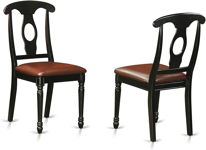 East West Furniture HLKE5-BCH-LC 5 Piece Kitchen Table & Chairs Set Includes a Round Dining Room Table with Pedestal and 4 Faux Leather Upholstered Dining Chairs, 42x42 Inch, Black & Cherry - LeafyLoom