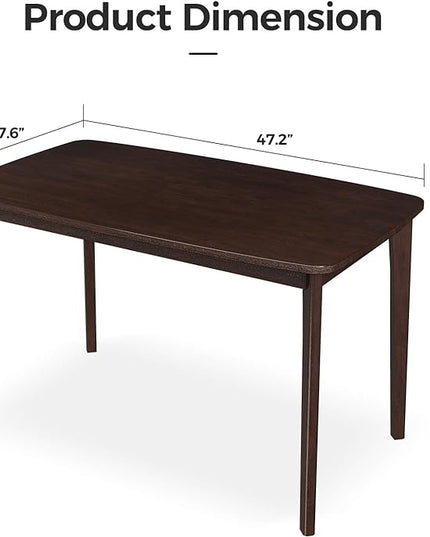 KKL Malaysian Oak Dining Table, 47" Kitchen Table for 2, Mid Century Modern Wood Dining Table, Easy Assembly, Coffee - LeafyLoom